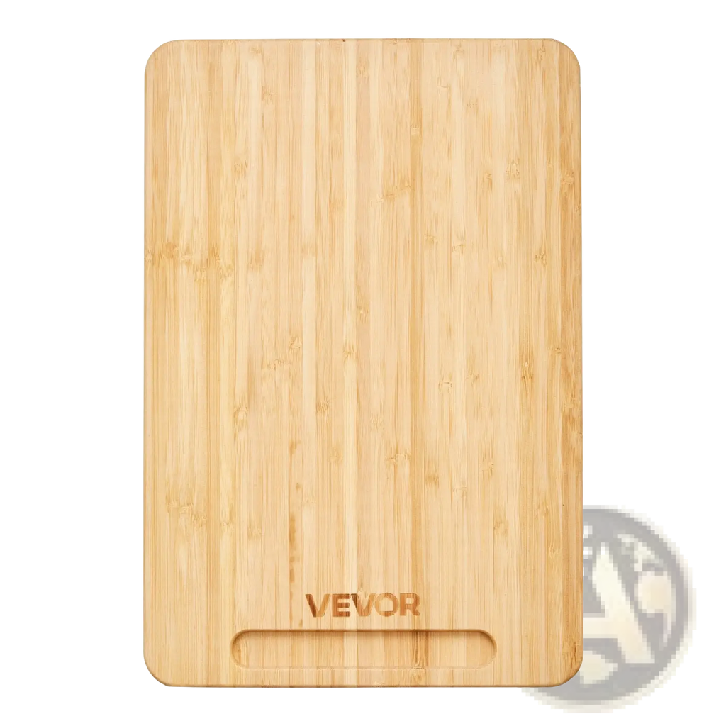 Light-colored bamboo appliance slider 16x12 sliding tray with subtle wood grain and Vevor brand engraving