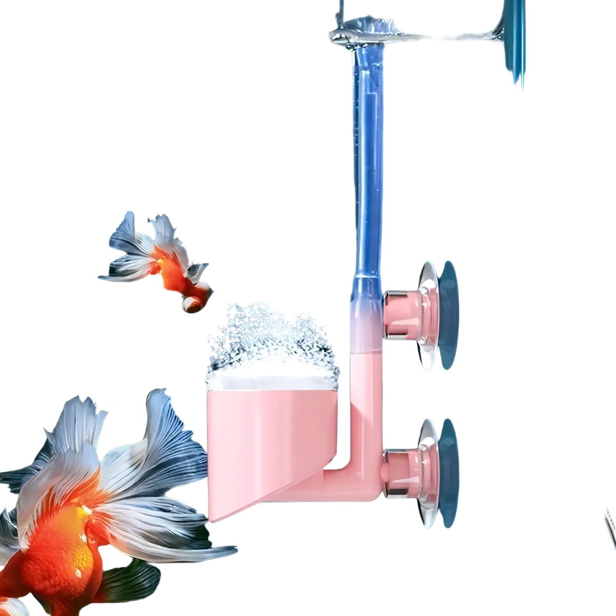 Pink aquarium air pump mini oxygenator air stone with clear tubing and suction cups for fish tanks