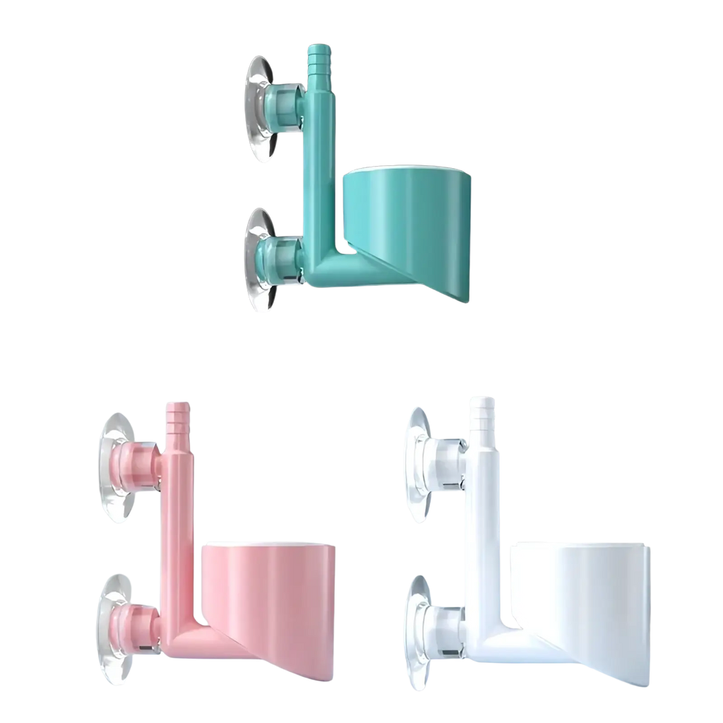 Teal plastic bathroom faucet diverter with suction cup mounts for aquarium air pump mini oxygenator use in fish tanks