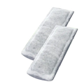 Two light gray rectangular aquarium carbon filter cotton pads with textured surface for manual measurement use