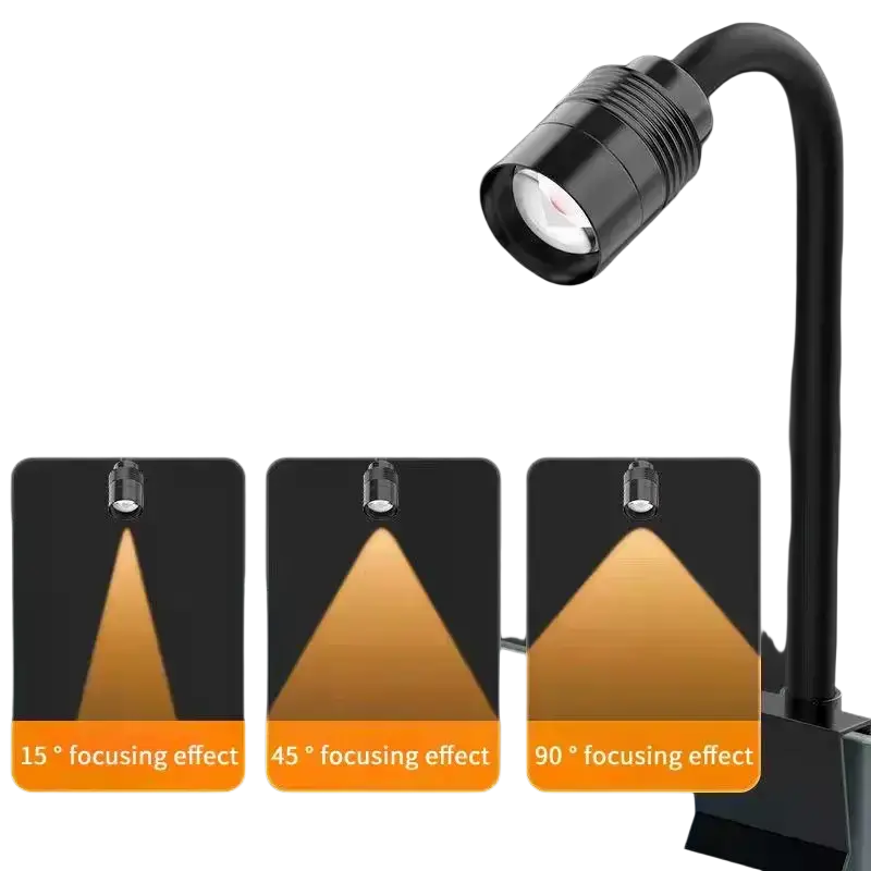 Black adjustable aquarium spotlight with flexible gooseneck and free zoom ideal for south american fish tank lighting