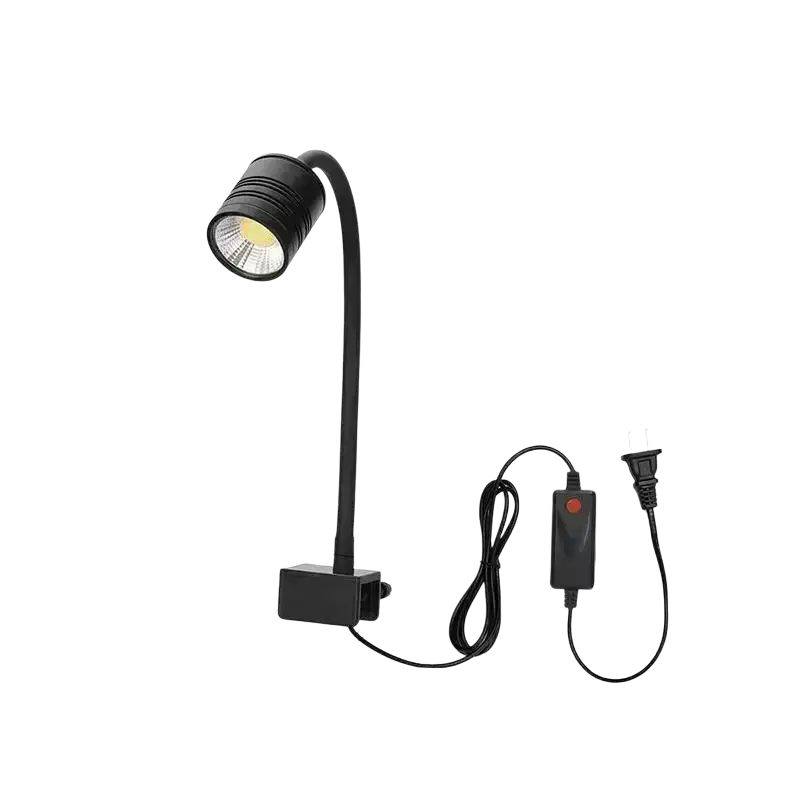Black adjustable led aquarium spotlight with flexible gooseneck and clamp base for targeted south american fish tank lighting