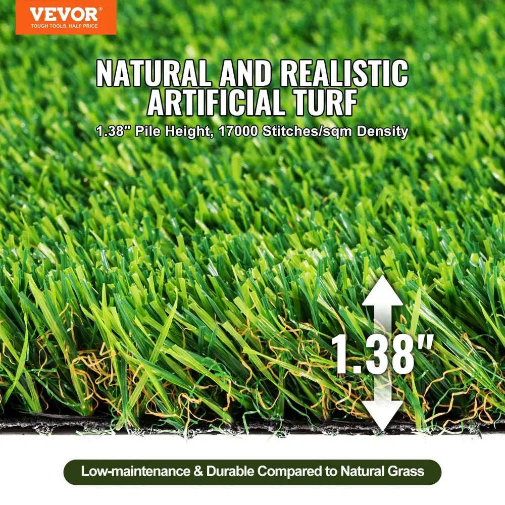 Vevor realistic 4x6 ft artificial grass turf rug with vibrant green blades 1.38 inch pile height dense weave for outdoor use