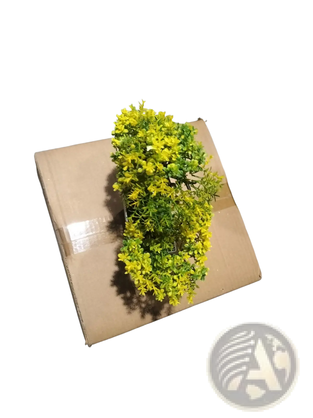 Artificial bonsai tree 4 pack with vibrant yellow and green foliage in white ceramic pots for indoor decor