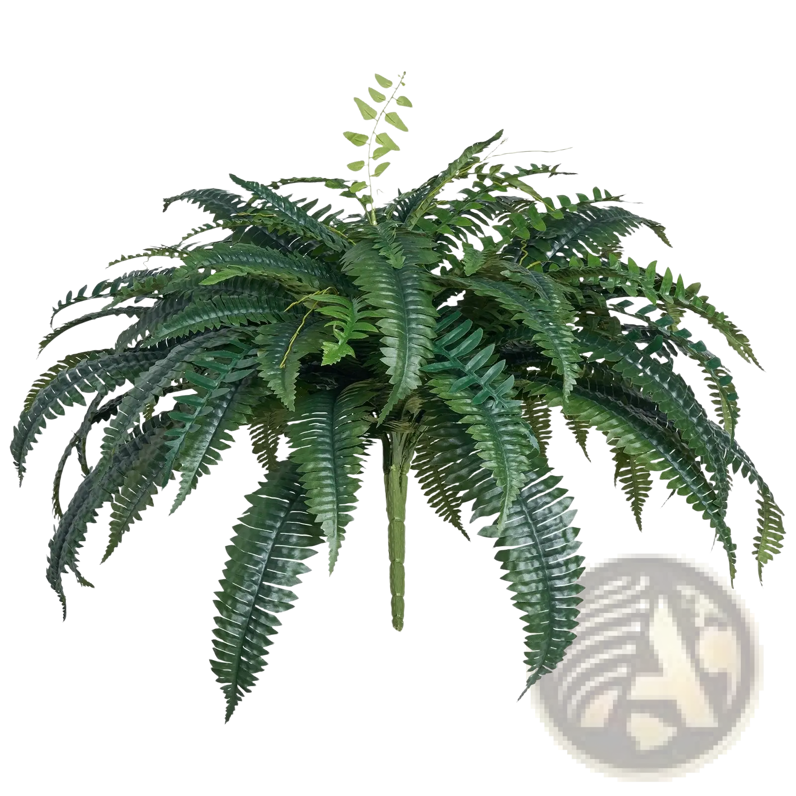 Artificial Boston fern 47 inch large faux plant with lush dark green detailed fronds and central stem