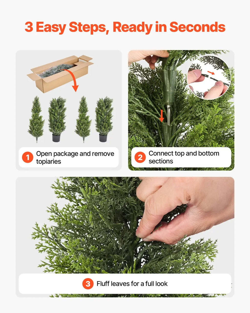 Artificial cedar topiary trees set of 2 with dense green needle-like foliage and sturdy central stem 60 inch tall