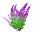 Vibrant gradient plastic aquarium plant with purple and green foliage for fish tank warm water decor