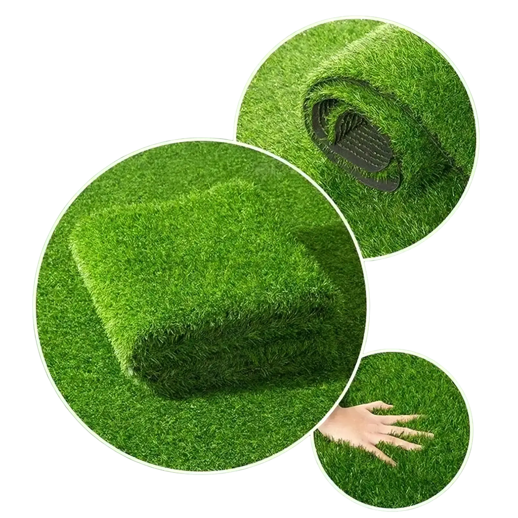 Artificial grass mat indoor outdoor green turf carpet with vibrant dense green artificial grass and black rubber backing