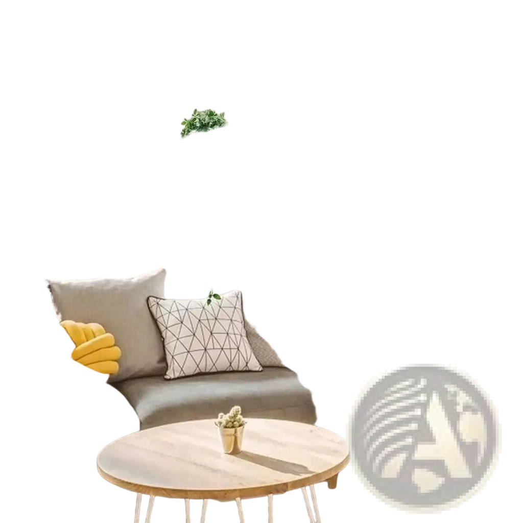Gray velvet sectional sofa with yellow black and white geometric textured throw pillows and artificial hanging ivy plants 4 pack