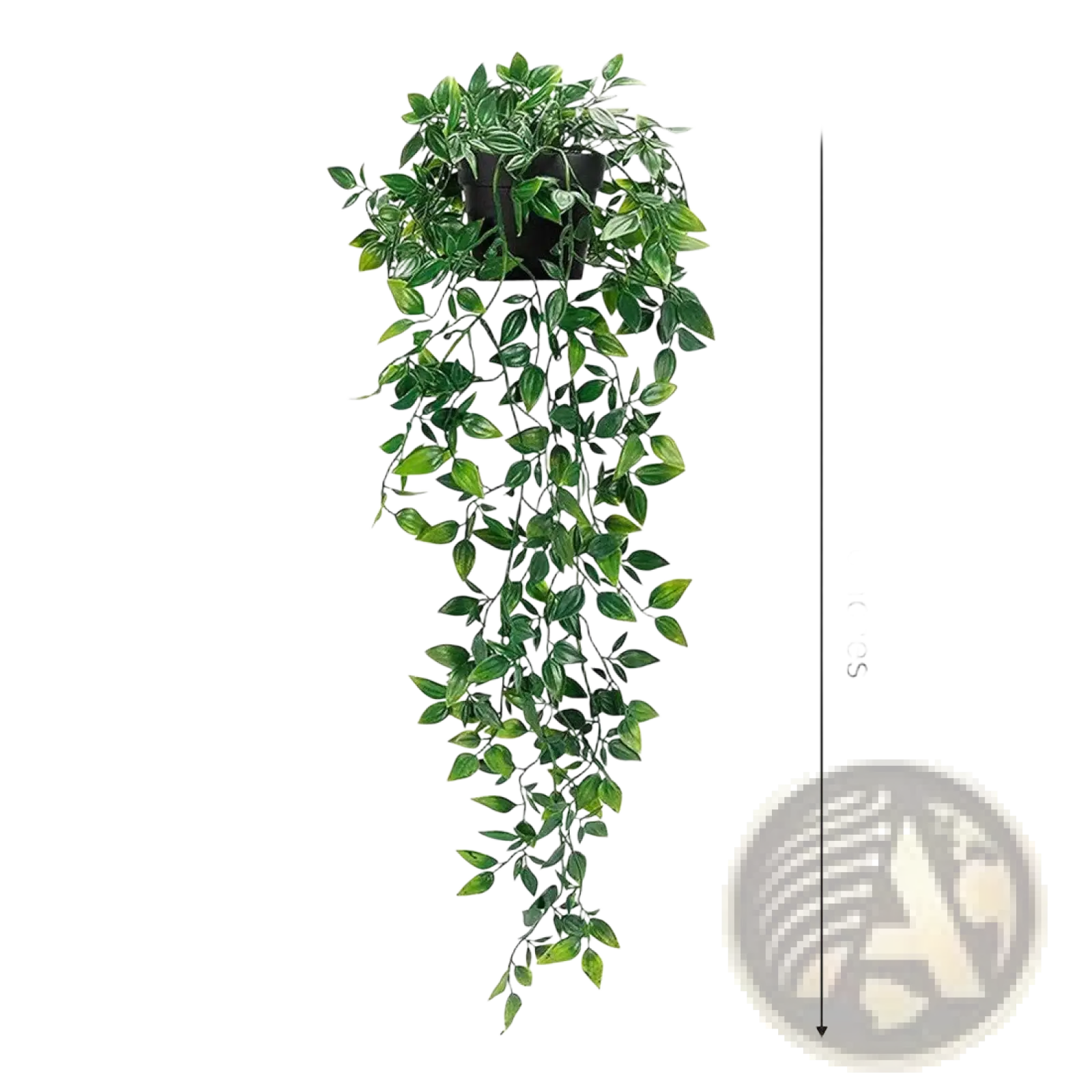 Green artificial hanging plants 4 pack featuring cascading ivy vine leaves in black pots for decorative use