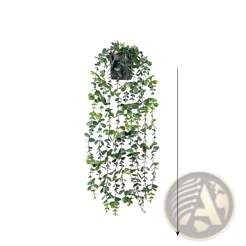 Green artificial eucalyptus vine hanging plant in black pot from artificial hanging plants 4 pack fake ivy vine decor
