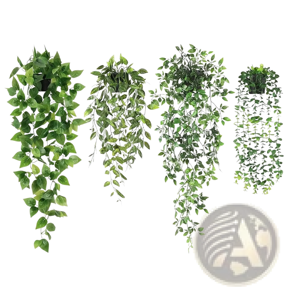 Artificial hanging plants 4 pack of green fake ivy vine decor with varying leaf shapes mimicking natural foliage