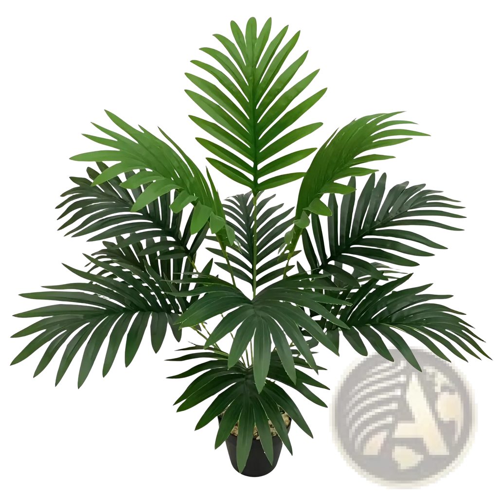 Artificial monstera turtle leaf potted plant with detailed green fronds in a black pot for garden decor