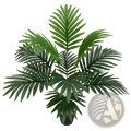 Artificial monstera turtle leaf potted plant with detailed green fronds in a black pot for garden decor