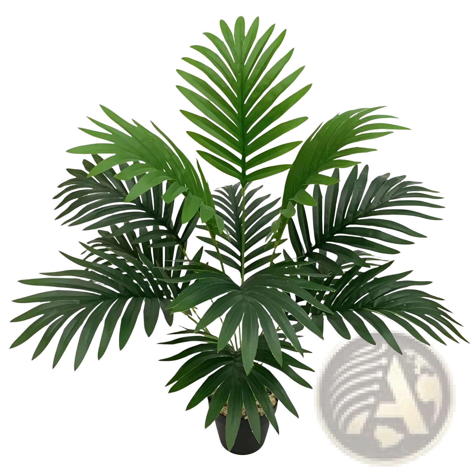 Artificial monstera turtle leaf potted plant with detailed green fronds in a black pot for garden decor