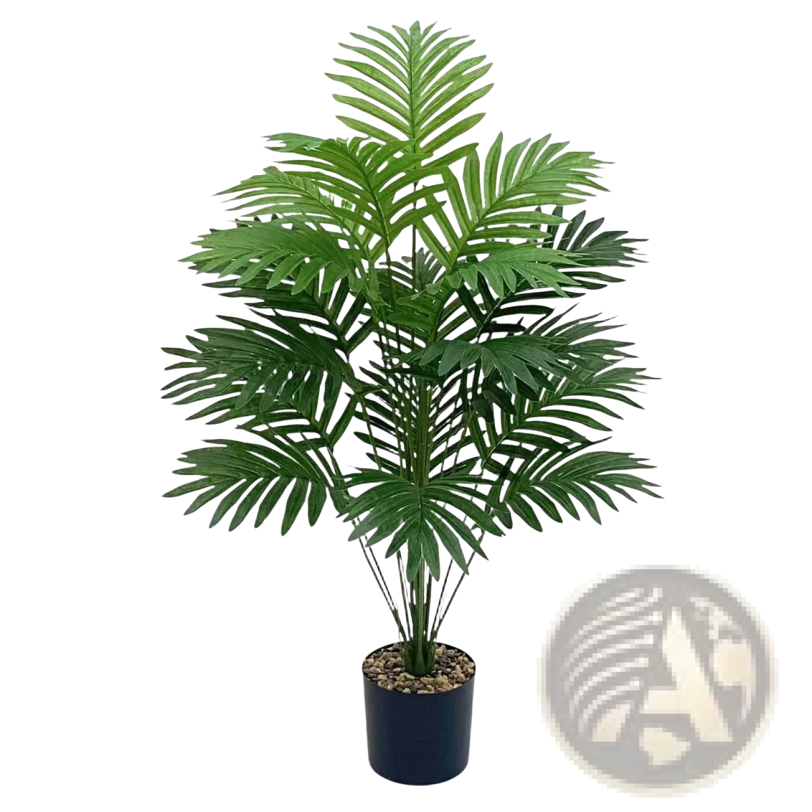 Artificial monstera turtle leaf potted plant with lush green feathery fronds in a sleek black pot for garden decor