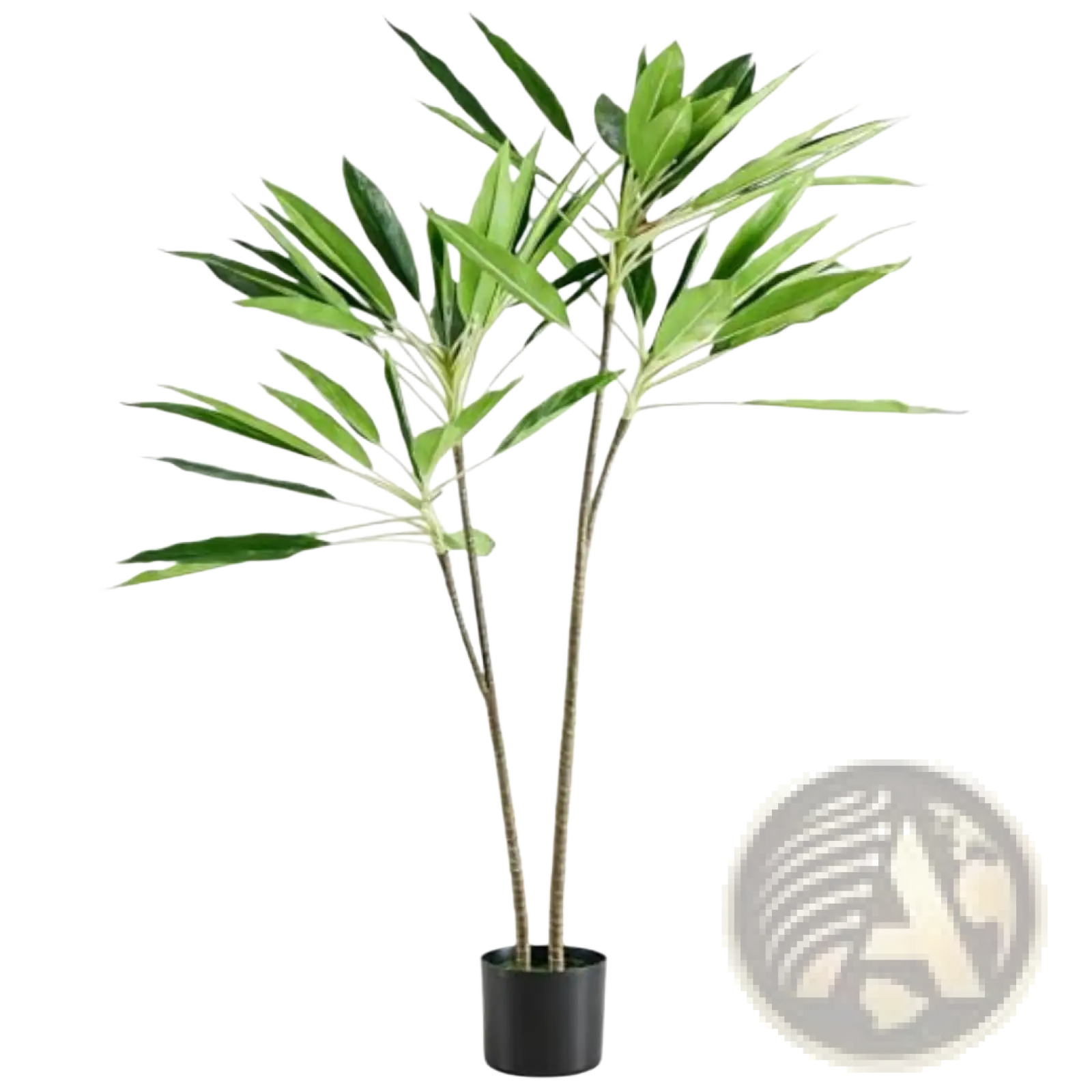 Artificial palm tree with slender green leaves in a sleek black pot ideal for realistic tall indoor decor
