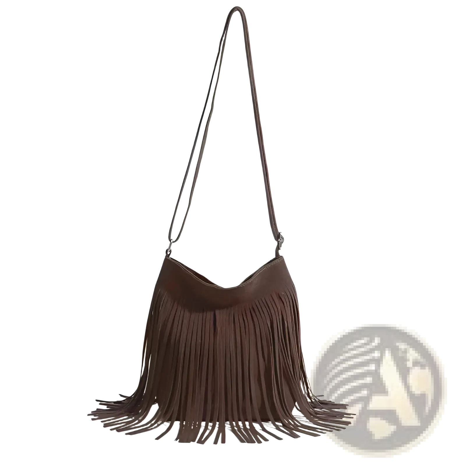 Brown suede fringe shoulder bag with long adjustable strap artistic tassel canvas shoulder bag for travel use