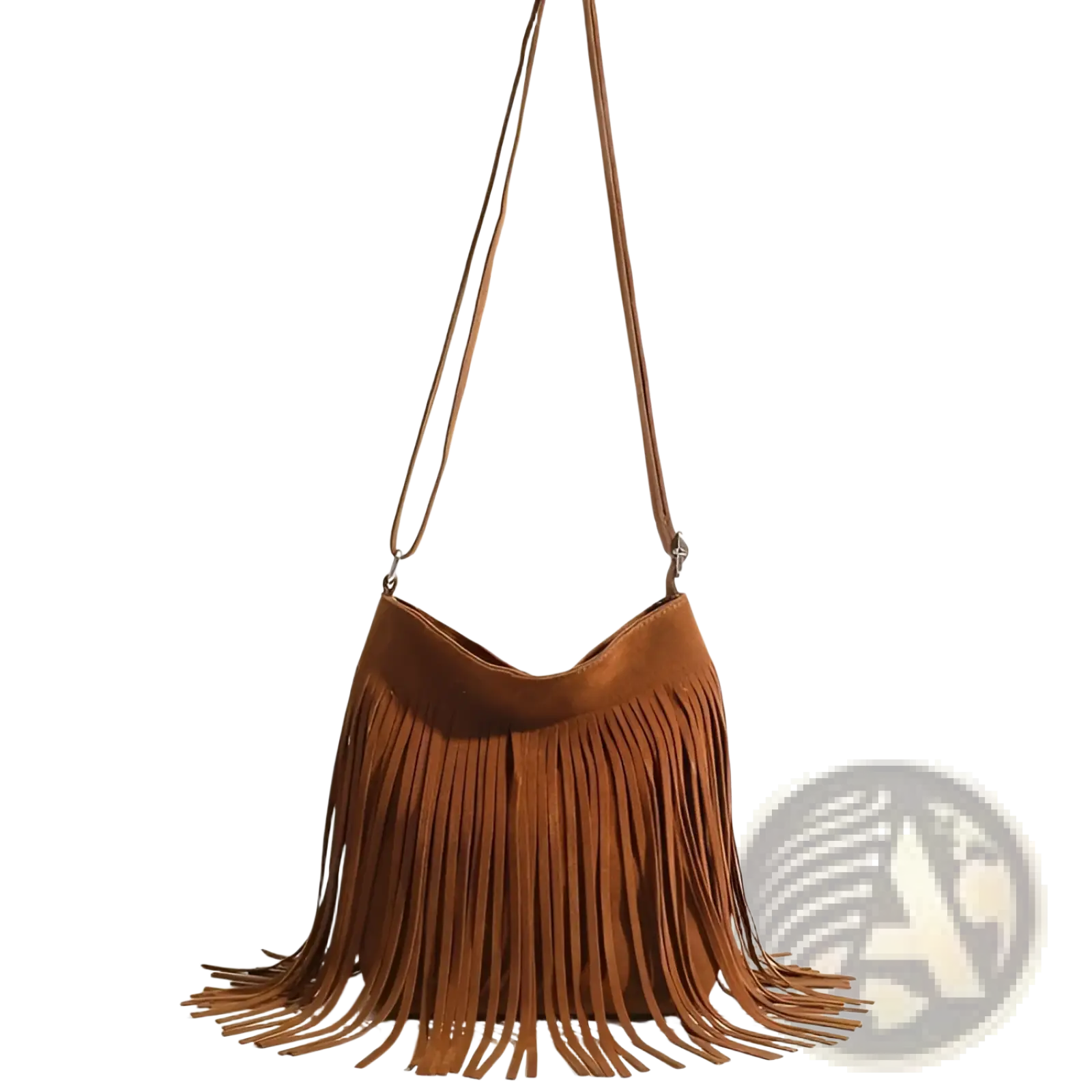 Brown suede fringe crossbody bag with long adjustable strap artistic tassel canvas shoulder bag for travel use