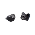 Black glossy Artti Sr5s hybrid in-ear earphones with silver branding balanced armature and metallic single crystal copper connectors