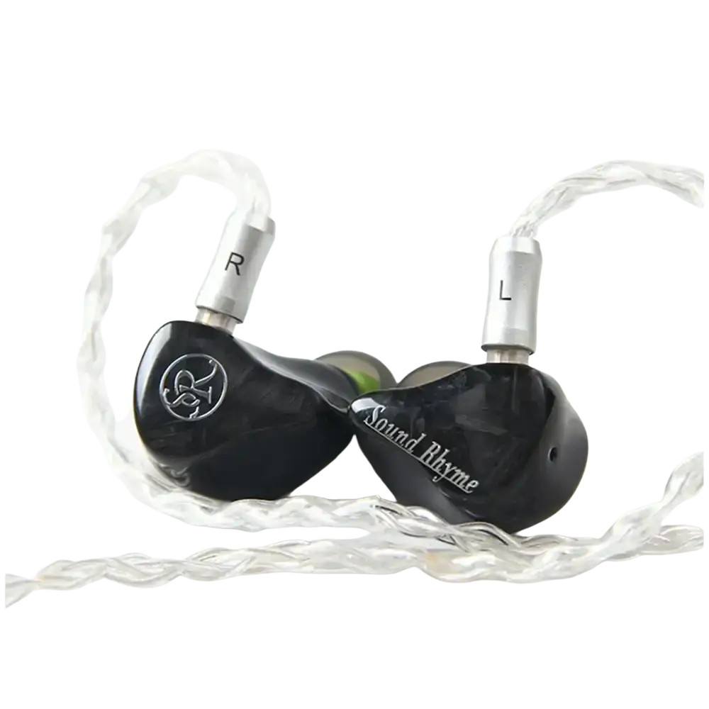 Artti sr5s hybrid in-ear earphones in black with silver accents braided single crystal copper cable balanced armature