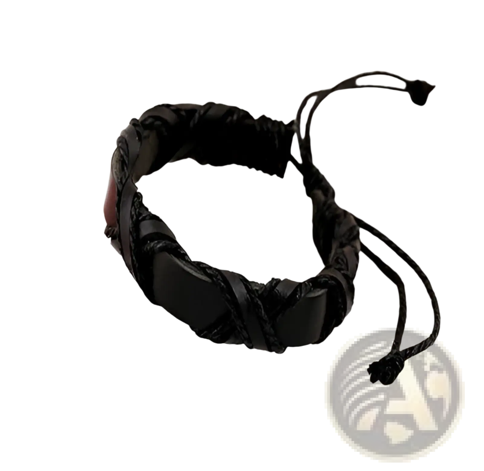 Black braided leather nordic bracelet with a central rectangular stone accent from the asgard set