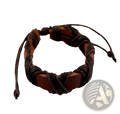 Brown leather braided bracelet with woven dark brown cord and rectangular leather accent from asgard nordic set