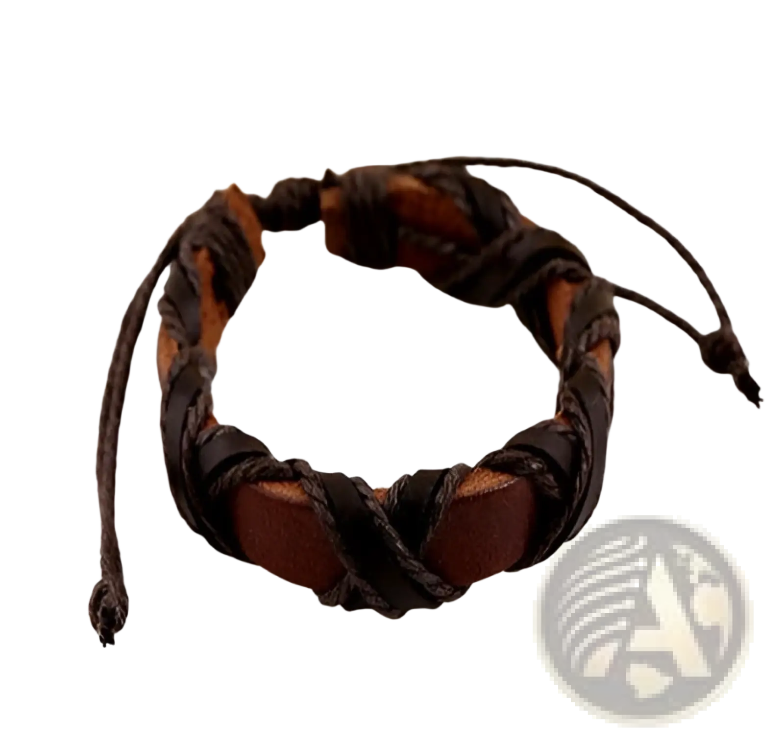 Brown leather braided bracelet with woven dark brown cord and rectangular leather accent from asgard nordic set