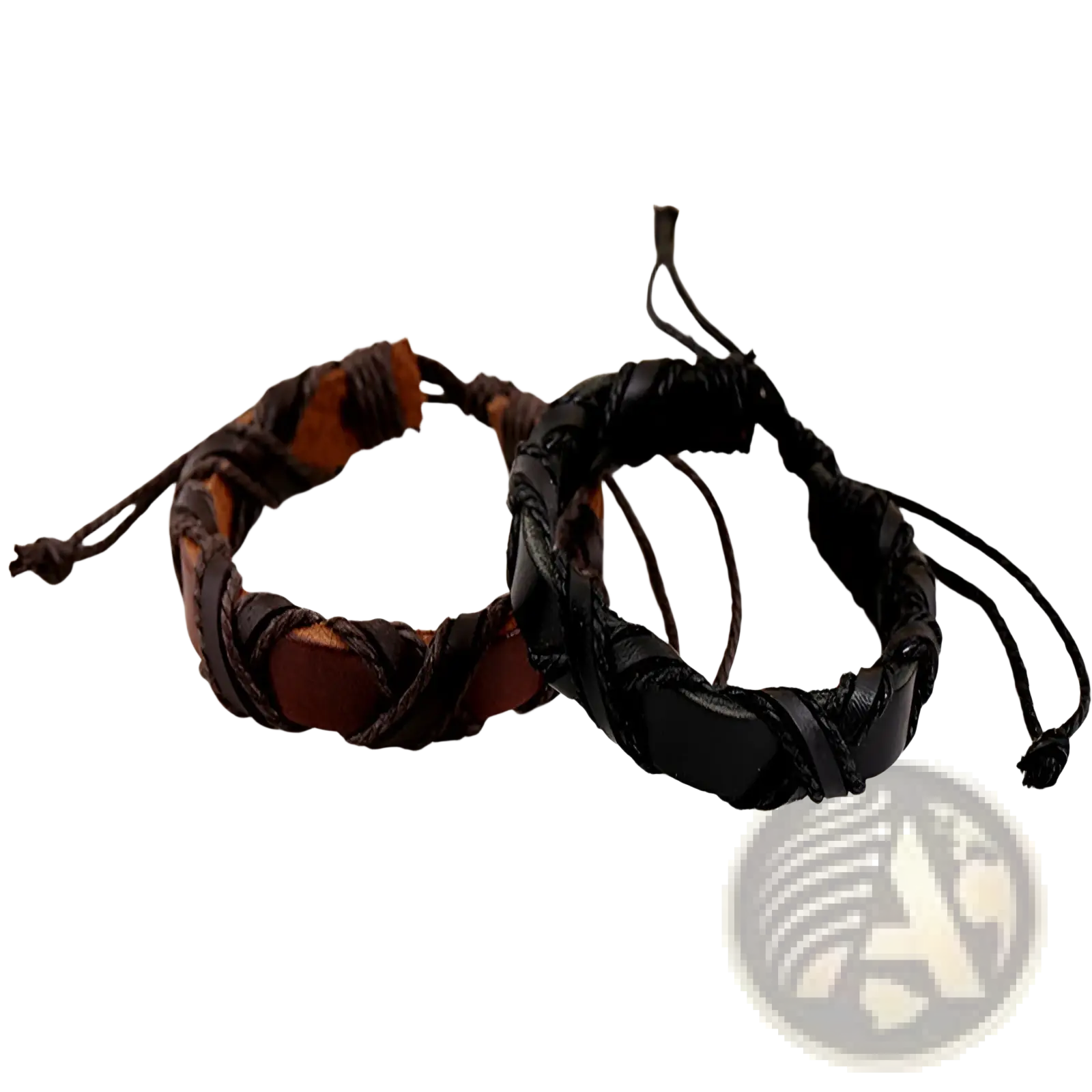 Asgard braided leather nordic bracelet set featuring two braided leather bracelets in black and brown colorway