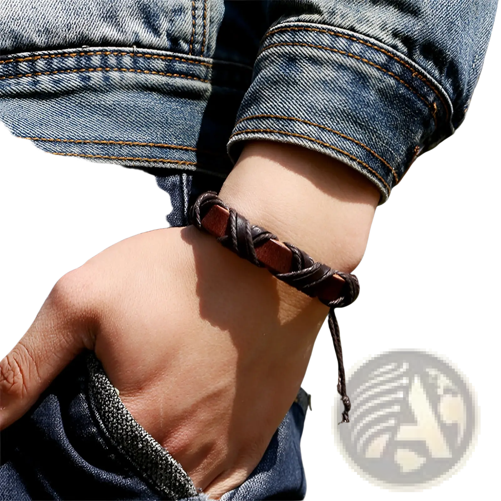 Brown braided leather bracelet with simple rustic design from asgard braided leather nordic bracelet set