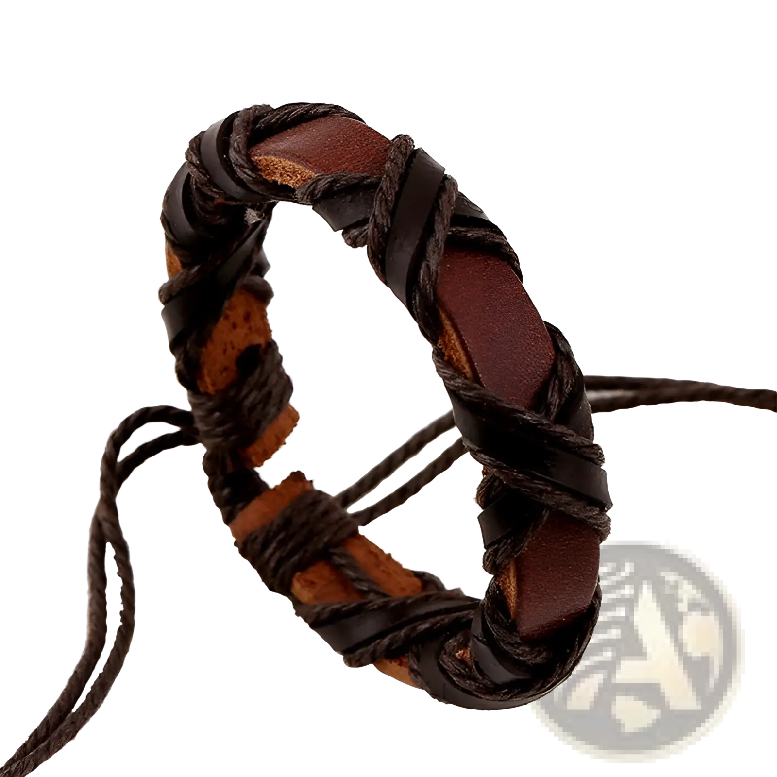 Brown leather braided bracelet with rustic handcrafted design from the asgard braided leather nordic bracelet set