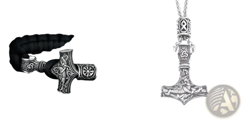 Asgard engraved silver mjolnir hammer pendant necklace with intricate designs and chain clasp for Norse mythology fans