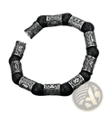 Asgard silver rune and black lava stone viking bracelet featuring silver-toned rune embossed metal beads