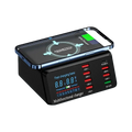 Black asometech 100w multifunctional usb charger station with digital display quick charge and eight usb ports