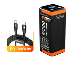 Black and orange asometech 50000mah 100w fast charging power bank with solar panel design for portable use