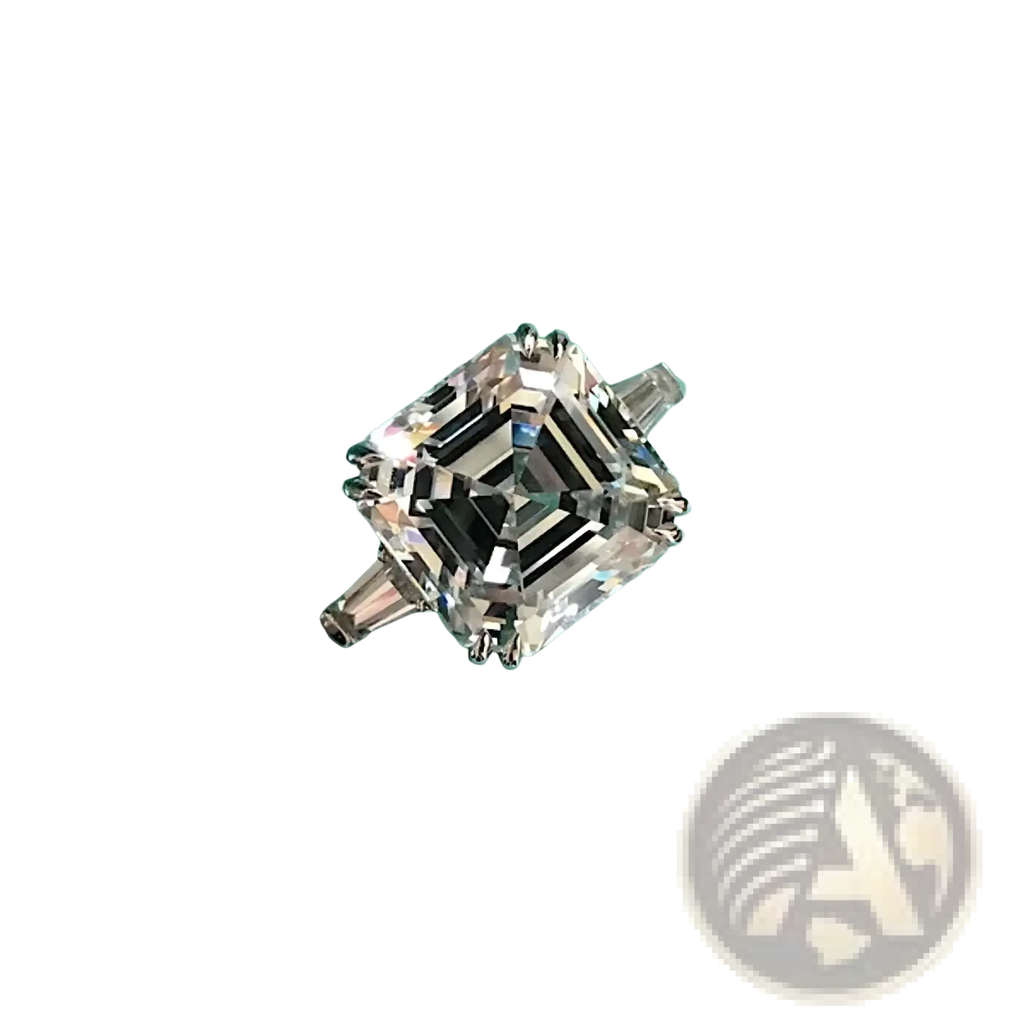 Asscher cut lab diamond sterling silver promise ring with radiant cushion cut diamond and sleek platinum band