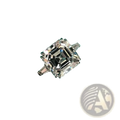 Asscher cut lab diamond sterling silver promise ring with radiant cushion cut diamond and sleek platinum band