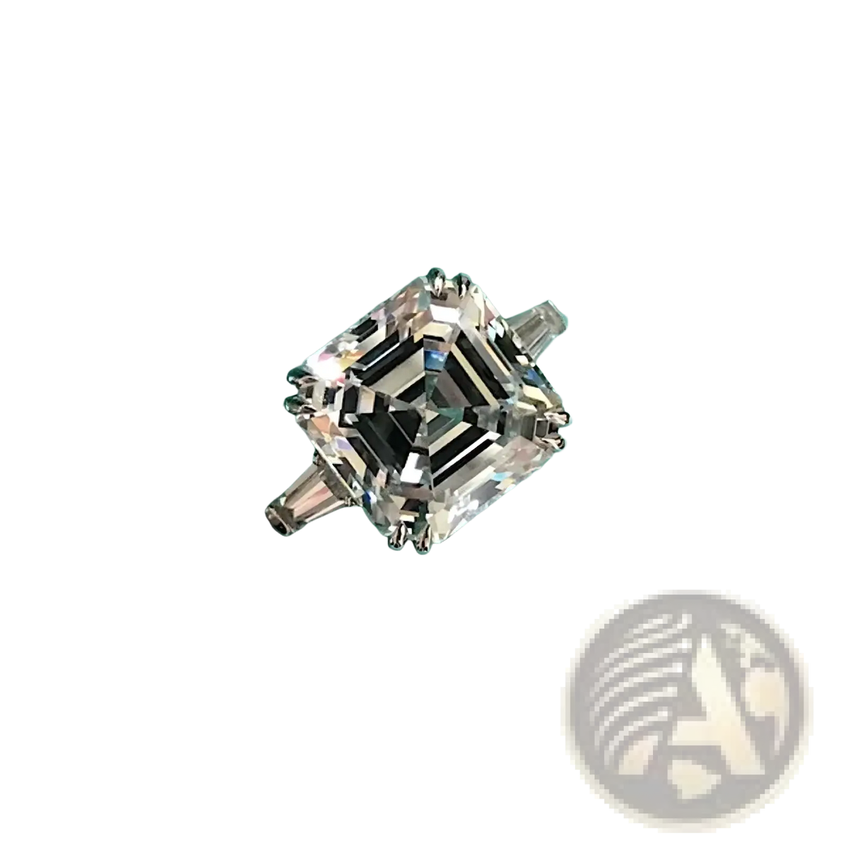 Asscher cut lab diamond sterling silver promise ring with radiant cushion cut diamond and sleek platinum band