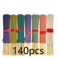 Assorted scented incense sticks 140 pack featuring six bundles tied with red ribbons in lavender, citronella, mint, vanilla, white sage, and cherry blossom colors