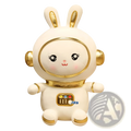 Cute white plush astronaut bunny with gold accents and embroidered details space rabbit stuffed toy