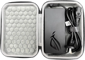 Black asus rog gaming power adapter with coiled cable in gray EVA protective travel case for hard charger storage