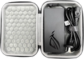 Black asus rog gaming power adapter with coiled cable in gray EVA protective travel case for hard charger storage