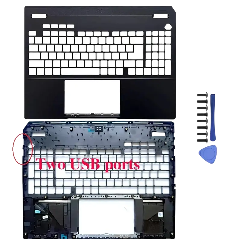 Black laptop keyboard deck with integrated touchpad and two usb ports for asus tuf gaming a16 replacement shell case
