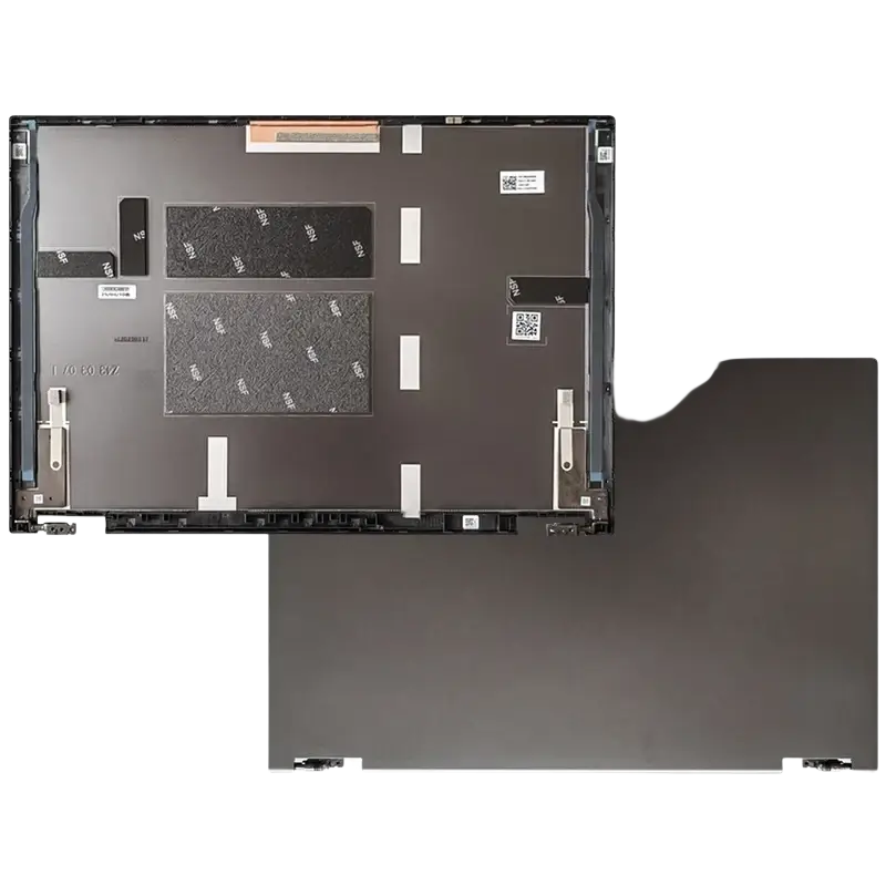 Back panel of asus tuf gaming a16 replacement laptop shell case in black matte finish with integrated mounting points
