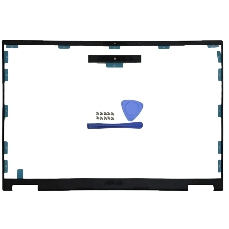 Black plastic replacement laptop lid frame with camera hole and blue adhesive strips for asus tuf gaming a16 shell case parts