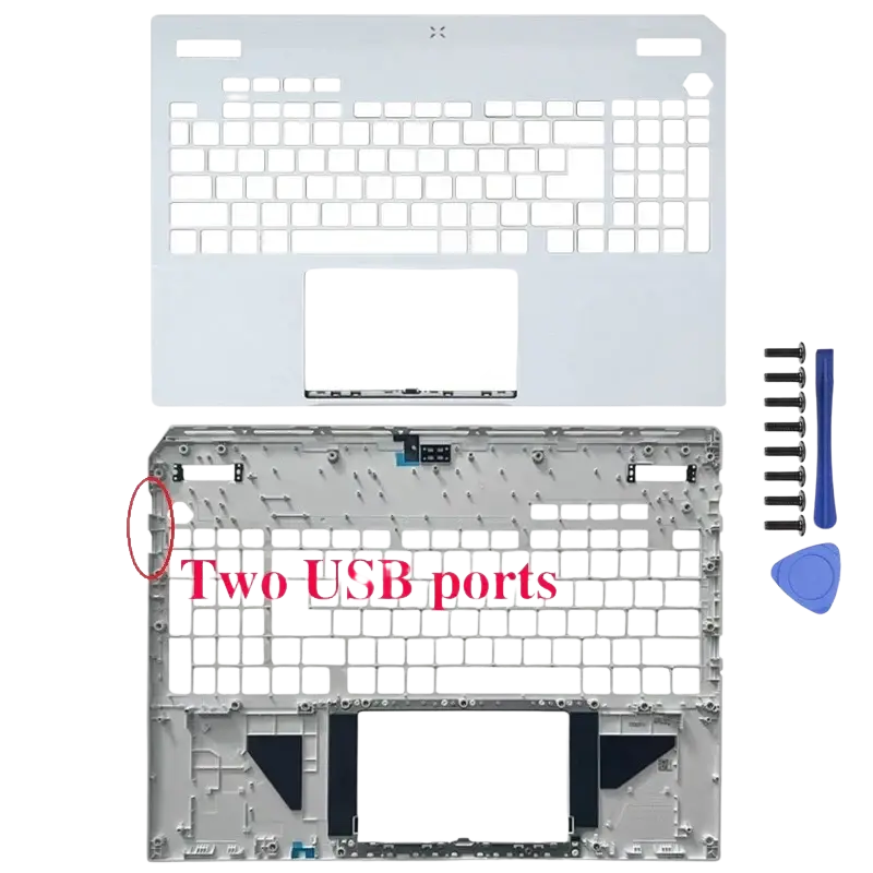 Silver palm rest and keyboard bezel assembly with white key cutouts for asus tuf gaming a16 replacement shell case parts