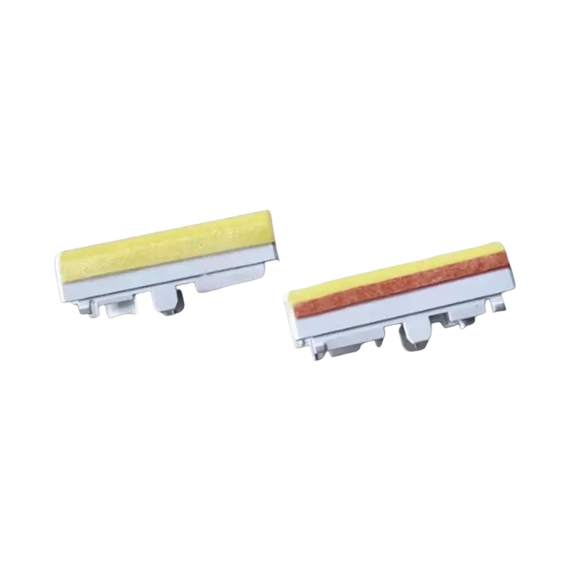 Two rectangular squeegee blades with yellow and orange rubber strips on silver frames for asus tuf gaming a16 replacement parts