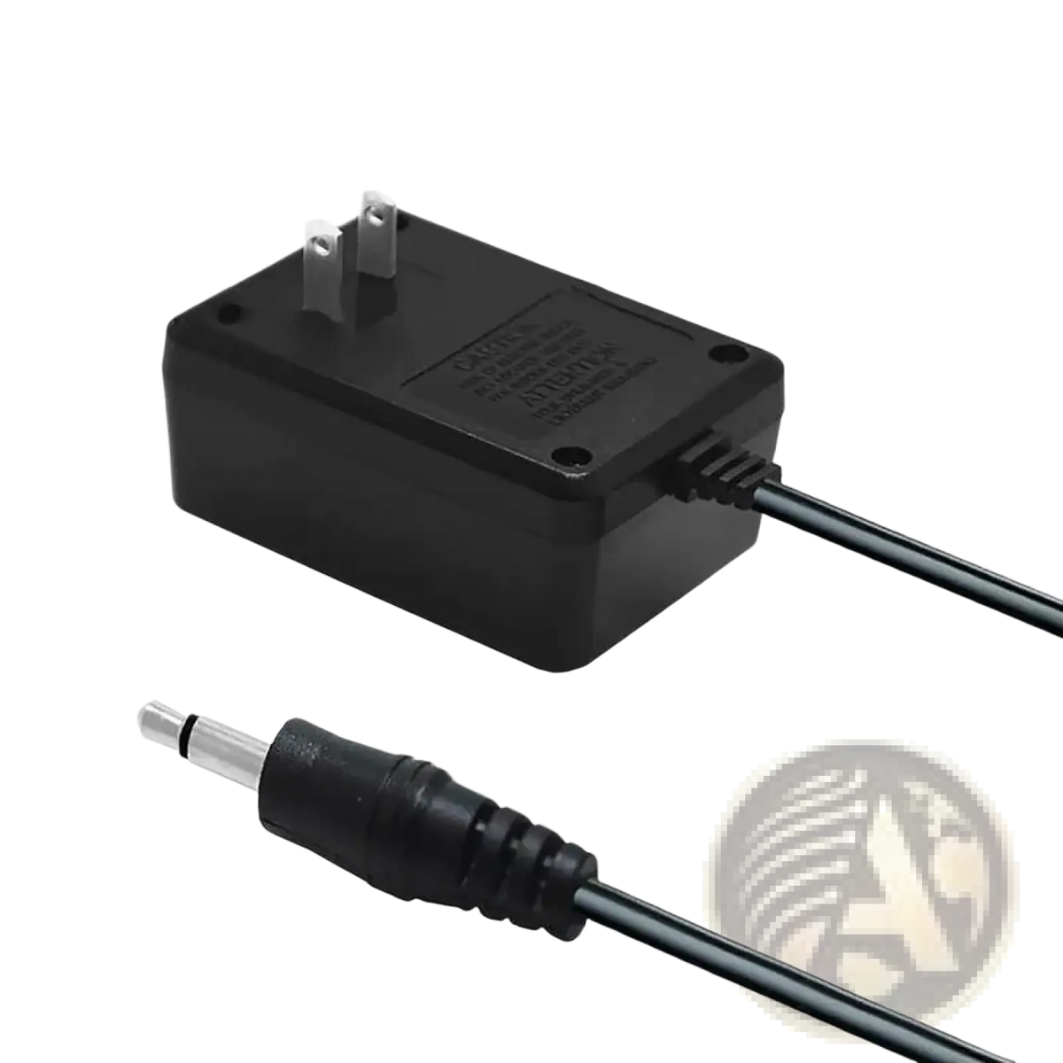 Black plastic atari 2600 replacement power supply us plug with 3.5mm audio jack and two-prong plug for portable devices