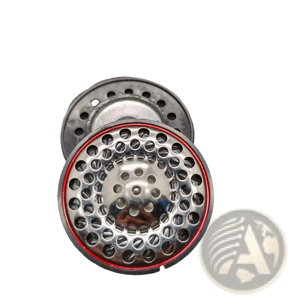 Ath-ad900x replacement headphone speaker driver with circular metallic grille red rim and perforated shiny silver finish