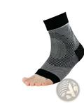 Athletic ankle compression sleeve support socks in black and gray geometric pattern with reinforced elastic cuffs